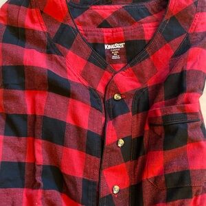 KingSize Red and Black Plaid sleep Shirt